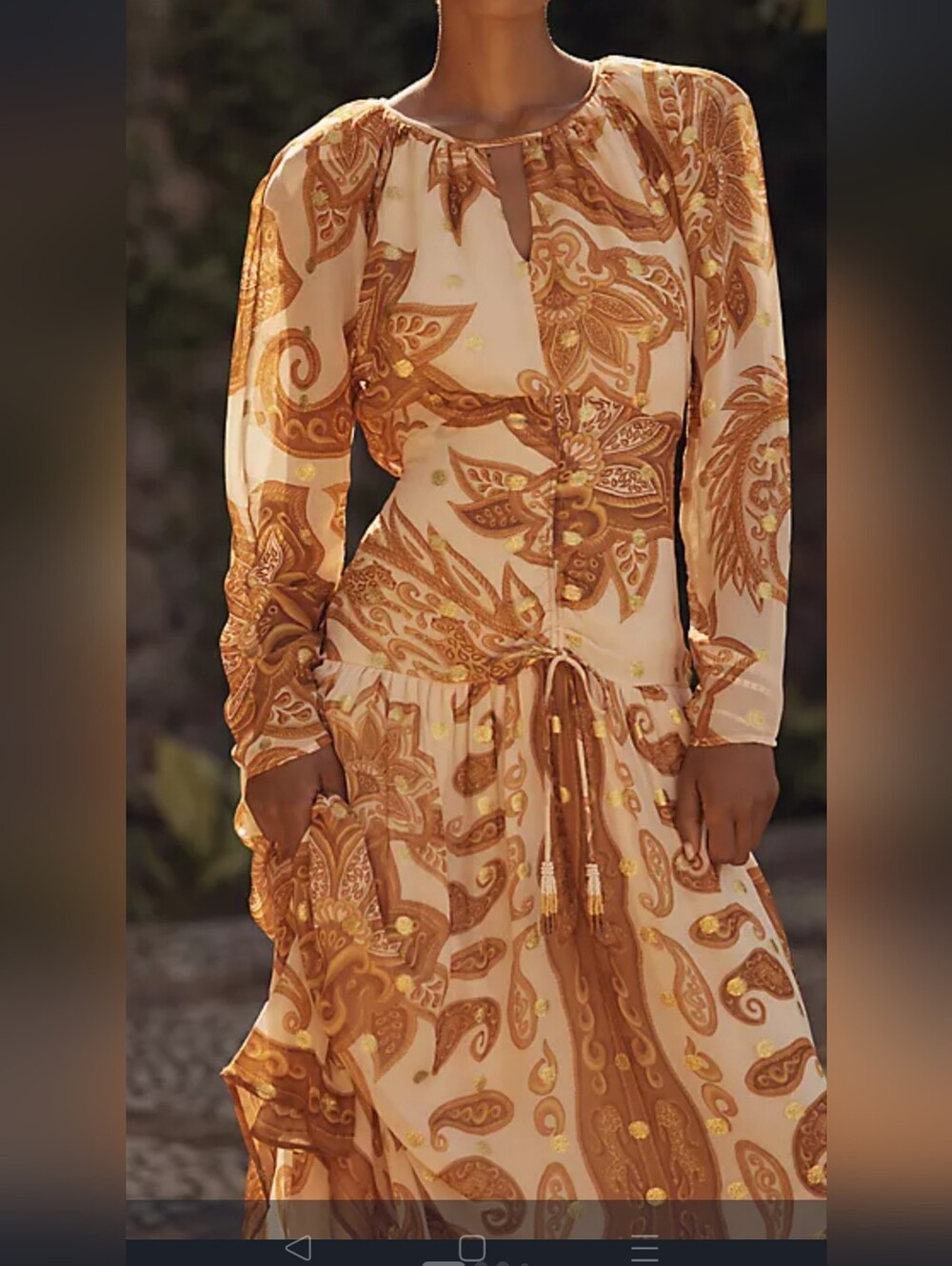 Farm Rio x Anthropologie Long-Sleeve Jacquard Maxi Dress